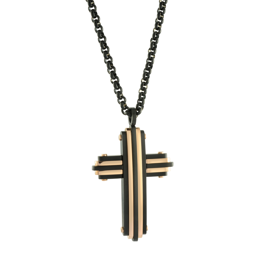 Black Ion Plated Stainless Steel Cross Pendant
