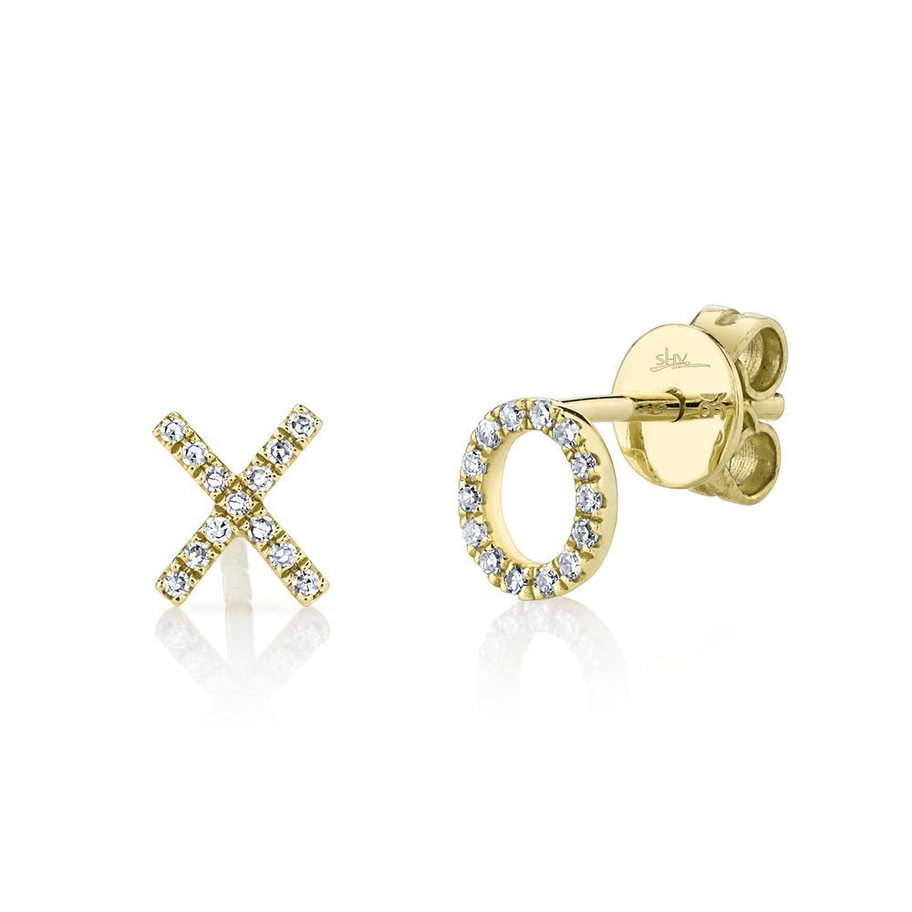 0.09Ct Diamond "Xo" Stud Earring