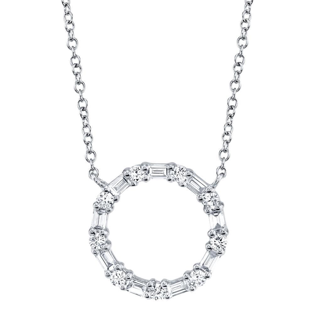 0.29Ct Diamond Baguette Circle Necklace