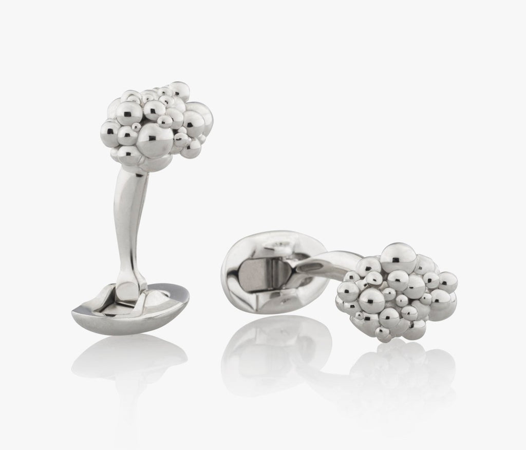 Bubbles Luxury Cufflinks in Silver handcrafted Fils Unique the Bubbles
