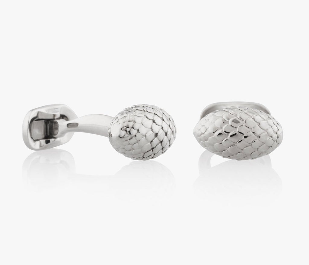 Scales Egg Luxury Cufflinks in Silver handcrafted Fils Unique The Scales