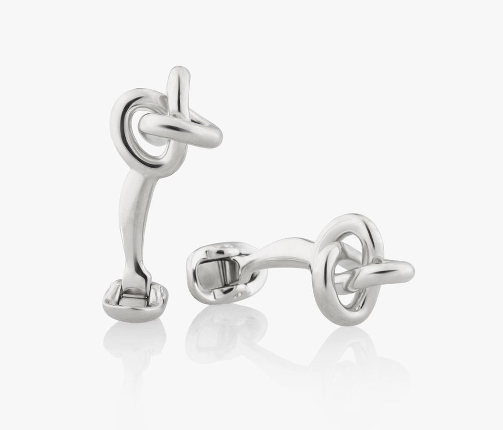 Round Knot Cufflinks in Silver handcrafted Fils Unique