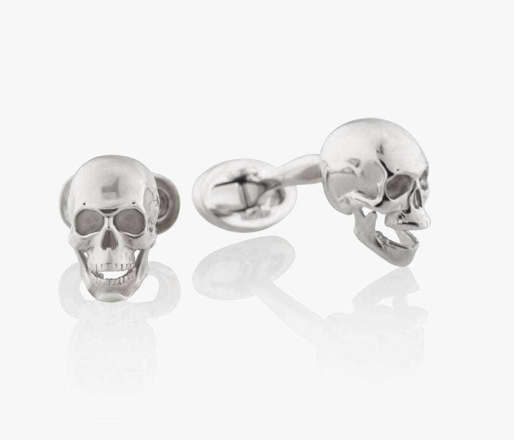 Skull Cufflinks in Silver handcrafted Fils Unique Poor Yorick